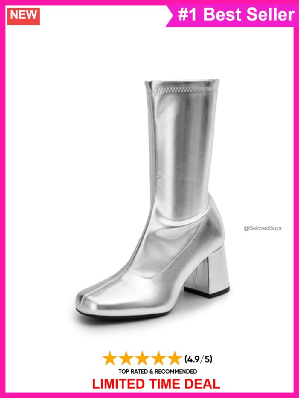 Women's Synthetic Patent Leather Mid-Calf Block Heel Boots Square Toe